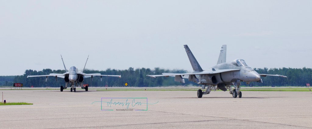 A pair of CF-18's taxi after landing during the Cold Lake Air Show 2026.