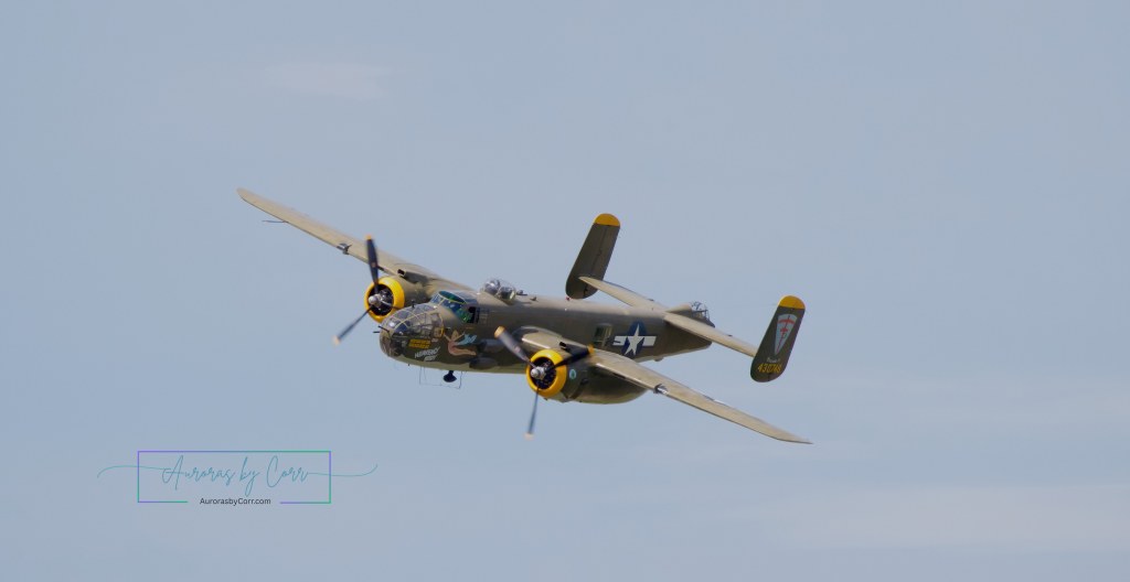 The heritage B-25 Mitchell takes to the sky at the Cold Lake Air Show 2026