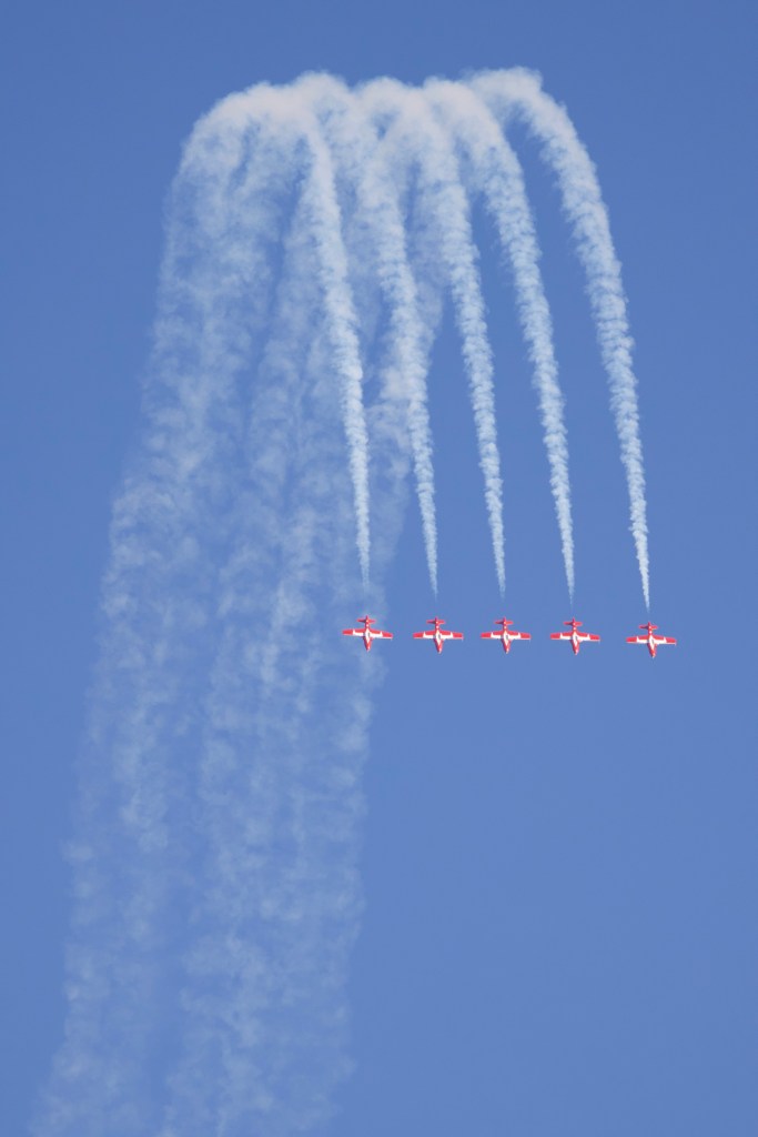 RCAF Snowbirds perform a downward loop at the 2026 Abbotsford Air Show 