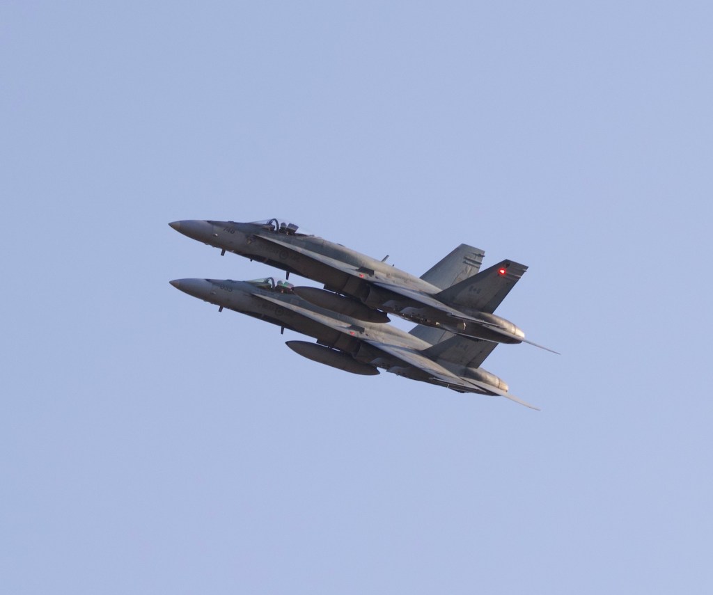 This pair of CF-18 Hornets are perfectly synchronized as they perform at the 2026 Abbotsford Air Show