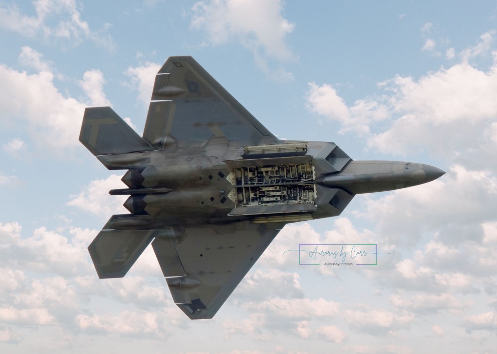 The F-22 Raptor performs a "dirty pass" with bomb bay doors open over the Cold Lake Air Show 2026