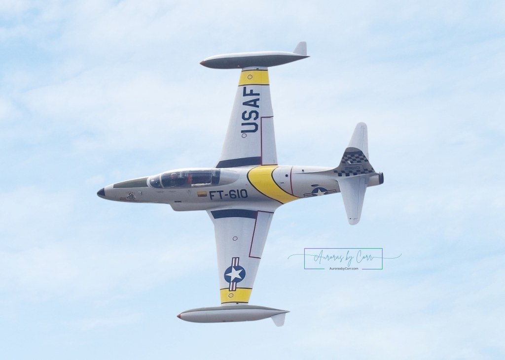 The T-133 Shooting Star performs a knife-edge pass over the Cold Lake Air Show 2026